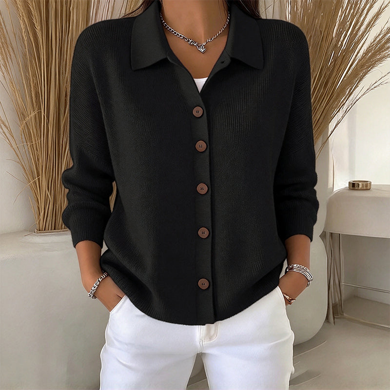 🔥🧶Bestseller | Große Größen, bequem & vielseitig – Damen Strickjacke mit Kragen und Knopfleiste