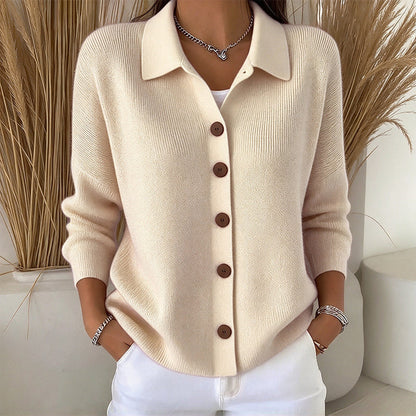 🔥🧶Bestseller | Große Größen, bequem & vielseitig – Damen Strickjacke mit Kragen und Knopfleiste