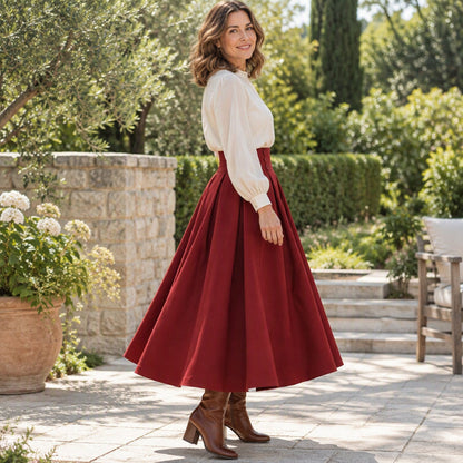 ⭐👗Beliebt | Elegante Falten, Alltag & Date – Damen Midirock mit hoher Taille und Faltenwurf