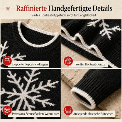 ⭐🧶Beliebt | Locker & bequem, entspannter Look – Damen Schneeflocken-Jacquard Strickpullover