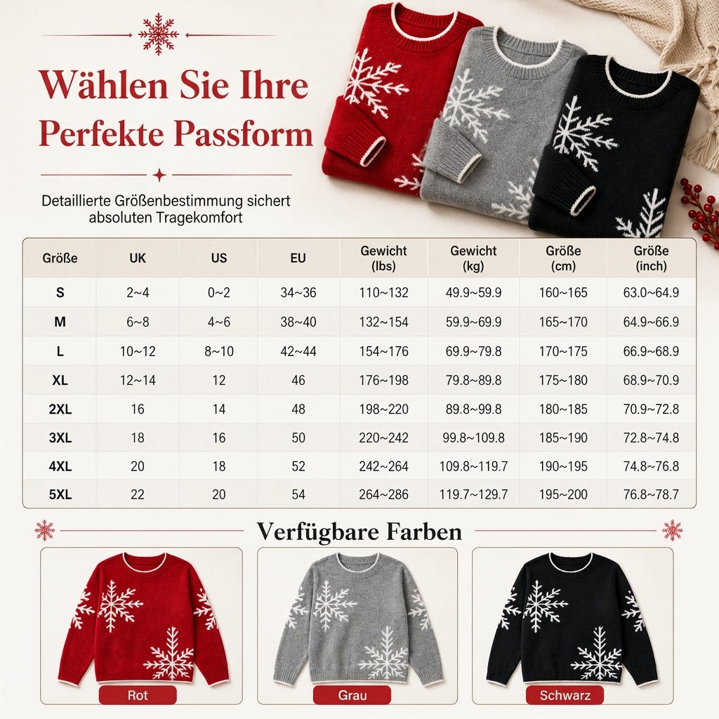 ⭐🧶Beliebt | Locker & bequem, entspannter Look – Damen Schneeflocken-Jacquard Strickpullover
