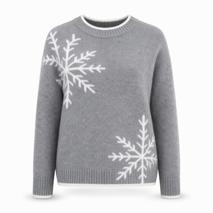 ⭐🧶Beliebt | Locker & bequem, entspannter Look – Damen Schneeflocken-Jacquard Strickpullover