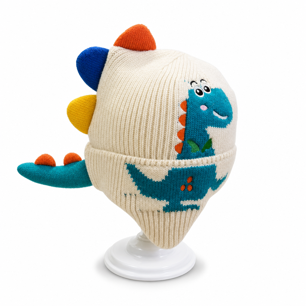 🔥🦕Bestseller | Warme Ohren, Winter draußen – Kinder Dino-Strickmütze mit Ohrenklappen