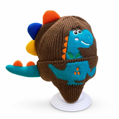 🔥🦕Bestseller | Warme Ohren, Winter draußen – Kinder Dino-Strickmütze mit Ohrenklappen