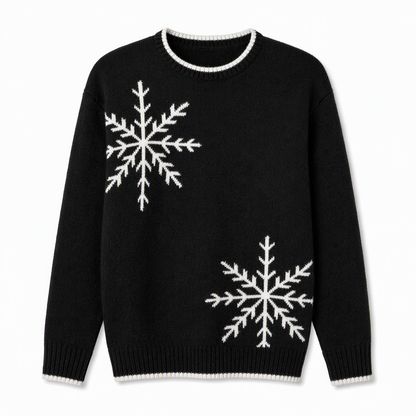 ⭐🧶Beliebt | Locker & bequem, entspannter Look – Damen Schneeflocken-Jacquard Strickpullover