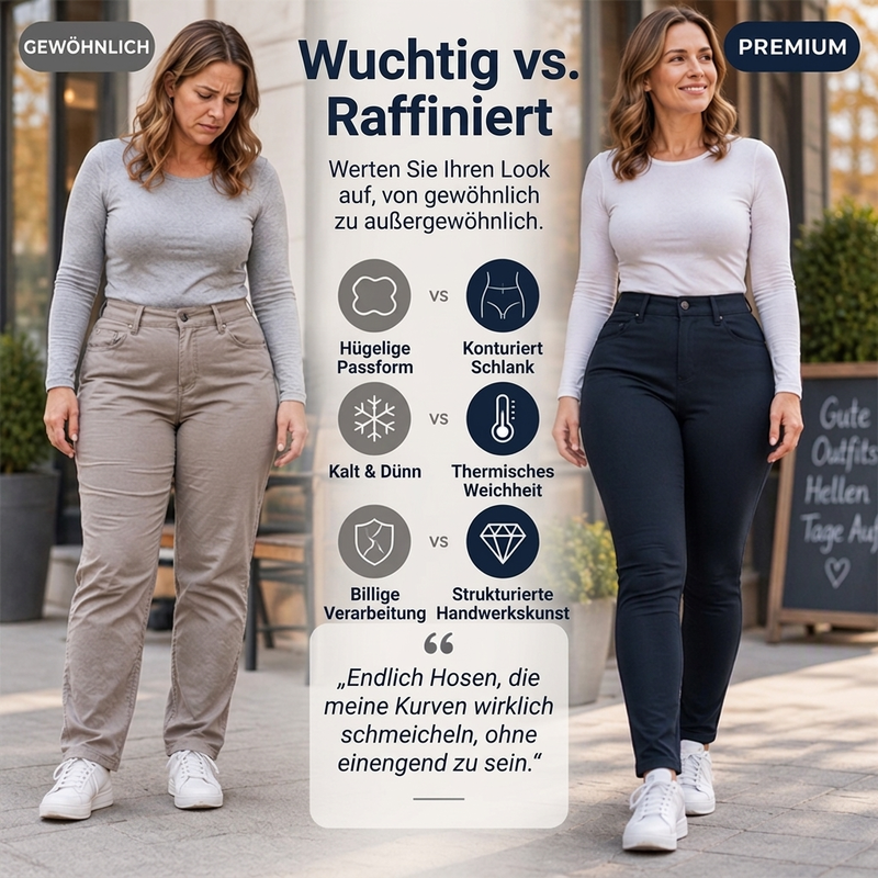 🔥👖Bestseller | Hohe Taille & Bauchkontrolle, schlankmachend – Damen Plüschgefütterte Hochbund Skinny-Hose