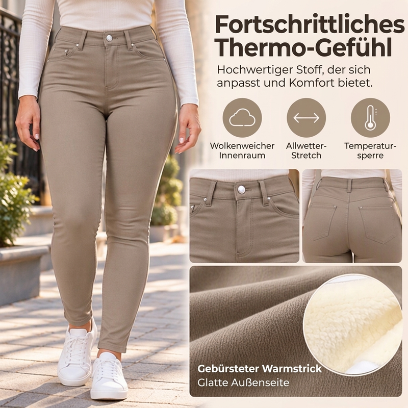 🔥👖Bestseller | Hohe Taille & Bauchkontrolle, schlankmachend – Damen Plüschgefütterte Hochbund Skinny-Hose