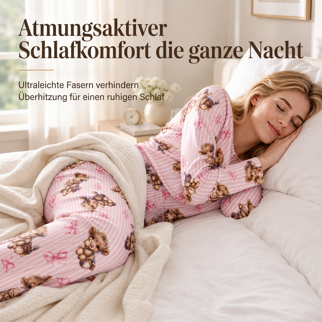 🔥👚Bestseller | Wolkenweicher Komfort, Entspannung zu Hause – Damen Milchseide Langarm-Pyjama-Set