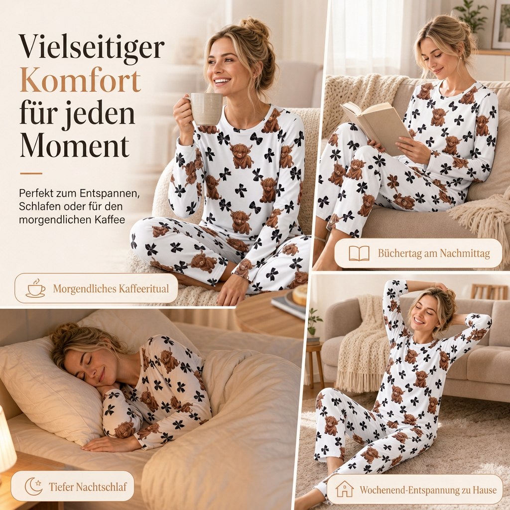 🔥👚Bestseller | Wolkenweicher Komfort, Entspannung zu Hause – Damen Milchseide Langarm-Pyjama-Set