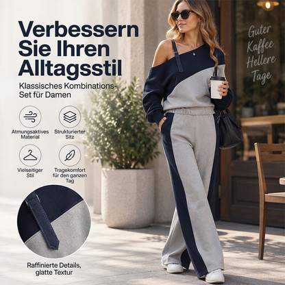 🔥👗Bestseller | Color-Block-Stil, lässig für jeden Tag – Freizeitliches Damen-Zweiteiler mit Color-Block-Design und Trägern