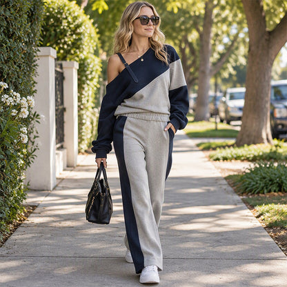 🔥👗Bestseller | Color-Block-Stil, lässig für jeden Tag – Freizeitliches Damen-Zweiteiler mit Color-Block-Design und Trägern