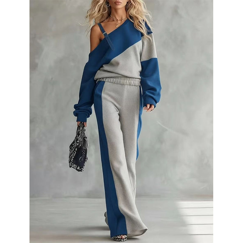 🔥👗Bestseller | Color-Block-Stil, lässig für jeden Tag – Freizeitliches Damen-Zweiteiler mit Color-Block-Design und Trägern