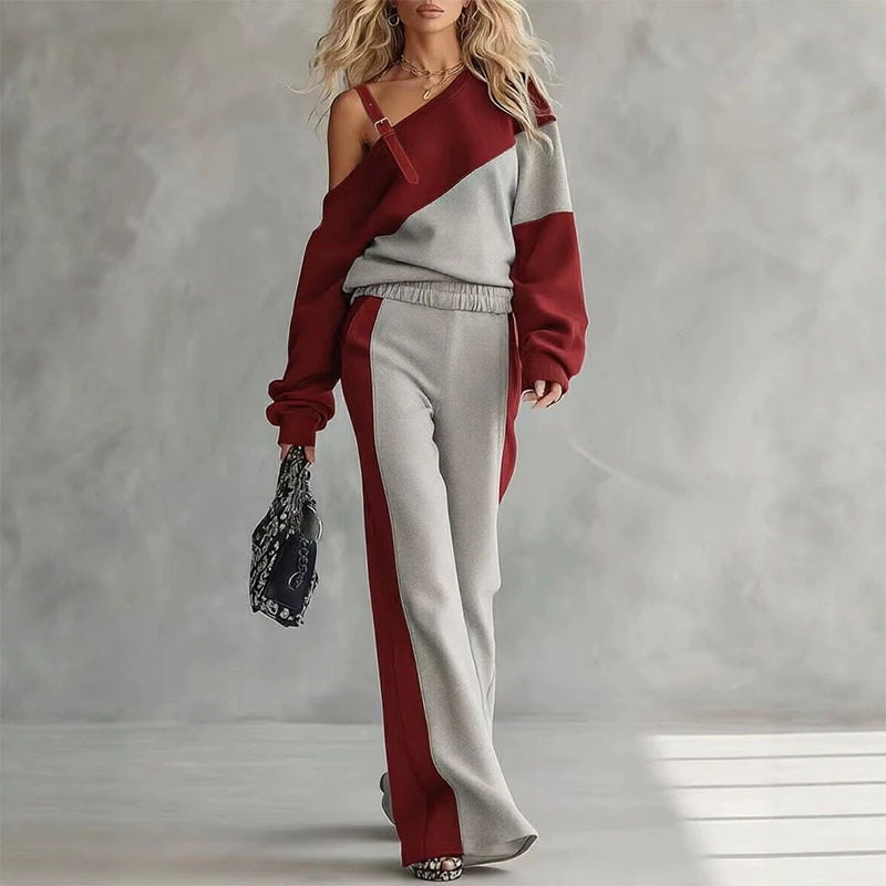 🔥👗Bestseller | Color-Block-Stil, lässig für jeden Tag – Freizeitliches Damen-Zweiteiler mit Color-Block-Design und Trägern