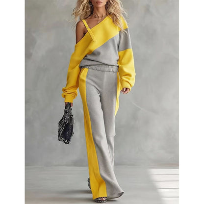 🔥👗Bestseller | Color-Block-Stil, lässig für jeden Tag – Freizeitliches Damen-Zweiteiler mit Color-Block-Design und Trägern