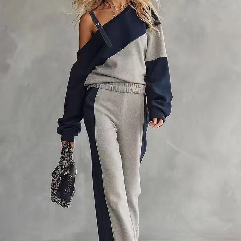 🔥👗Bestseller | Color-Block-Stil, lässig für jeden Tag – Freizeitliches Damen-Zweiteiler mit Color-Block-Design und Trägern