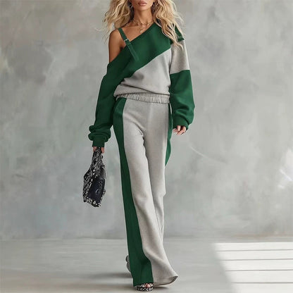 🔥👗Bestseller | Color-Block-Stil, lässig für jeden Tag – Freizeitliches Damen-Zweiteiler mit Color-Block-Design und Trägern