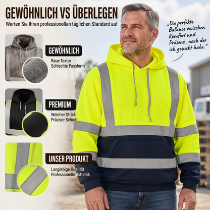 ⭐🧥Beliebt | Reißverschluss, Alltag & Arbeitsweg – Herren Hoodie mit Reflexstreifen