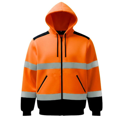 ⭐🧥Beliebt | Reißverschluss, Alltag & Arbeitsweg – Herren Hoodie mit Reflexstreifen