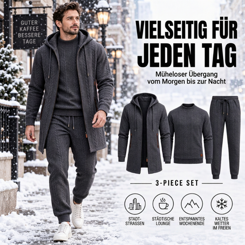 🔥🧶Bestseller| Bequem & lässig, Alltag – Freizeit-Kabelstrick 3-Teiler für Herren