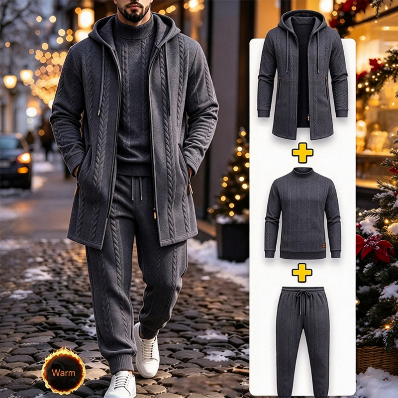 🔥🧶Bestseller| Bequem & lässig, Alltag – Freizeit-Kabelstrick 3-Teiler für Herren