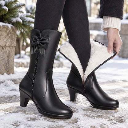 ⭐👢Beliebt | Rutschfester Halt, sicher auf Eis & Schnee – Damen warme Stiefel mit Plüschfutter