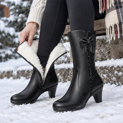 ⭐👢Beliebt | Rutschfester Halt, sicher auf Eis & Schnee – Damen warme Stiefel mit Plüschfutter