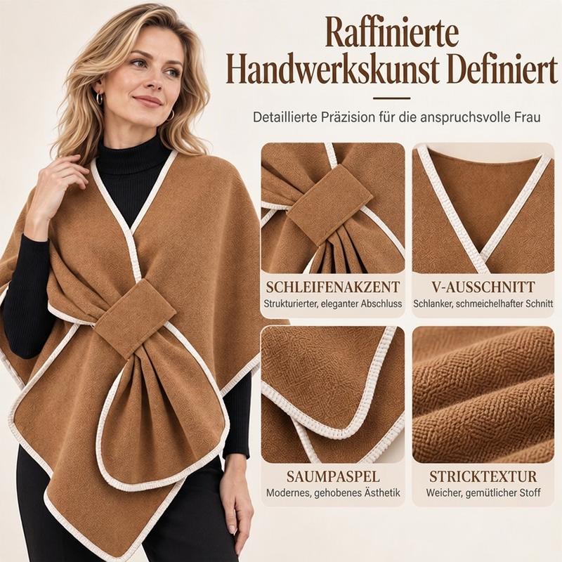⭐🧣Beliebt | Warm & bequem, Herbst- & Winteralltag – Damen Strick-Poncho-Schal
