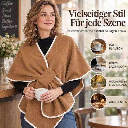 ⭐🧣Beliebt | Warm & bequem, Herbst- & Winteralltag – Damen Strick-Poncho-Schal