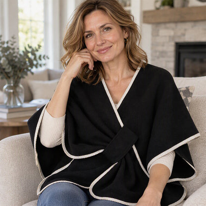 ⭐🧣Beliebt | Warm & bequem, Herbst- & Winteralltag – Damen Strick-Poncho-Schal