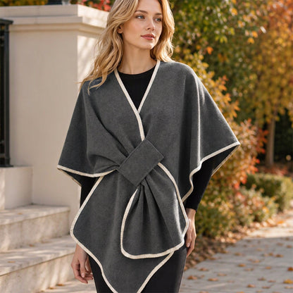 ⭐🧣Beliebt | Warm & bequem, Herbst- & Winteralltag – Damen Strick-Poncho-Schal