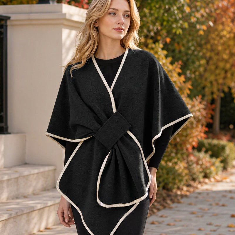 ⭐🧣Beliebt | Warm & bequem, Herbst- & Winteralltag – Damen Strick-Poncho-Schal