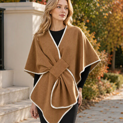 ⭐🧣Beliebt | Warm & bequem, Herbst- & Winteralltag – Damen Strick-Poncho-Schal