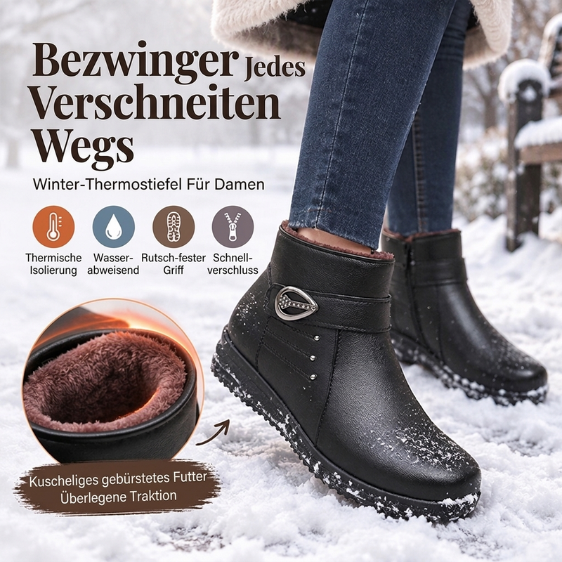 🔥👢Bestseller | Plüschfutter, Winterschutz – Damen Winterstiefel aus PU-Leder mit Plüschfutter