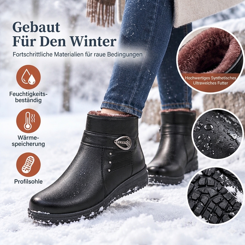 🔥👢Bestseller | Plüschfutter, Winterschutz – Damen Winterstiefel aus PU-Leder mit Plüschfutter