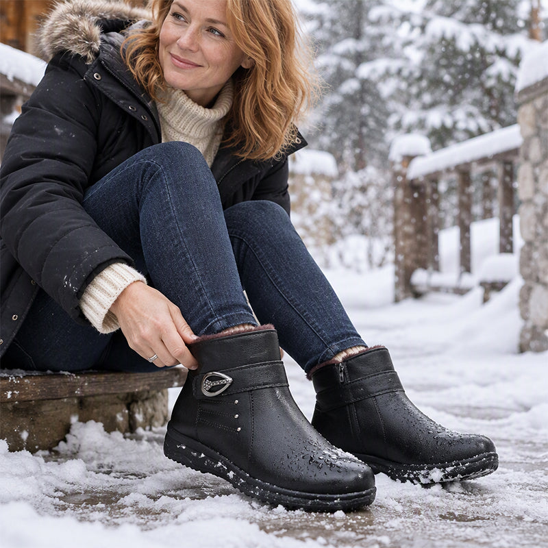 🔥👢Bestseller | Plüschfutter, Winterschutz – Damen Winterstiefel aus PU-Leder mit Plüschfutter