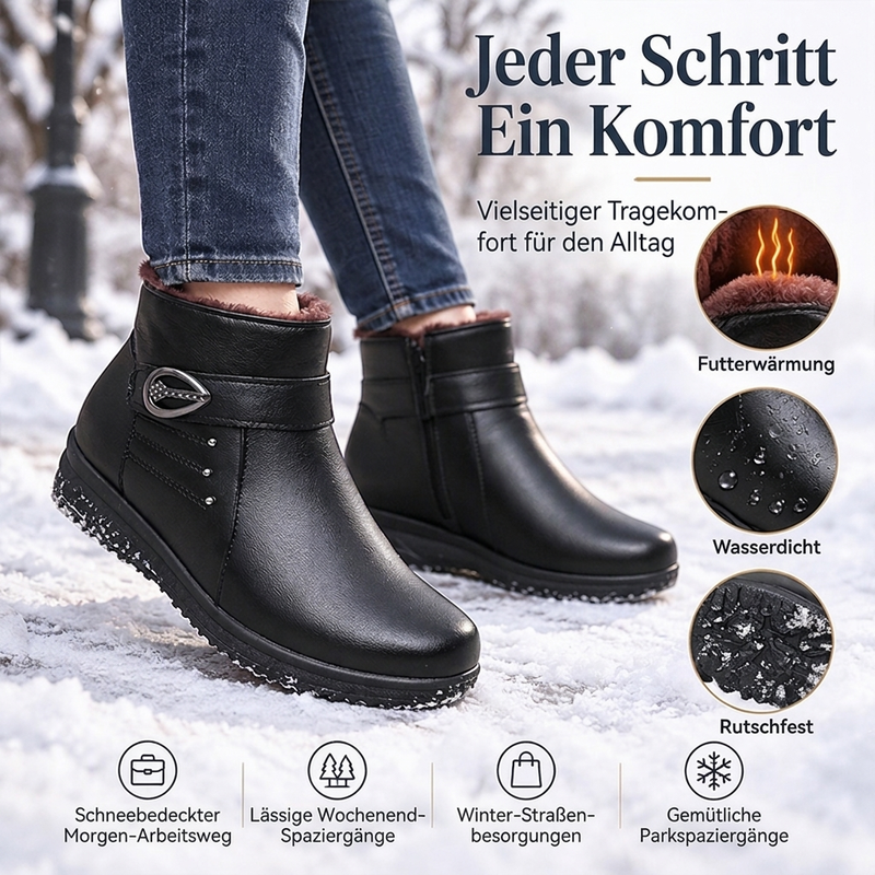 🔥👢Bestseller | Plüschfutter, Winterschutz – Damen Winterstiefel aus PU-Leder mit Plüschfutter