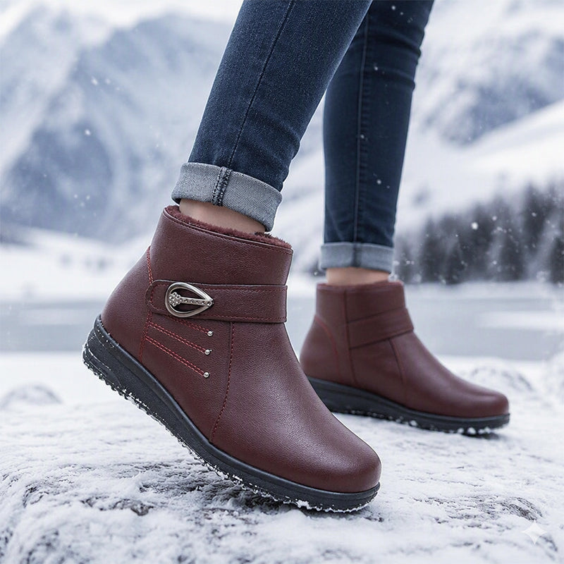 🔥👢Bestseller | Plüschfutter, Winterschutz – Damen Winterstiefel aus PU-Leder mit Plüschfutter
