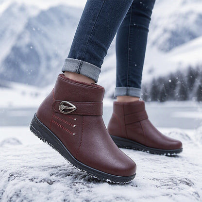 🔥👢Bestseller | Plüschfutter, Winterschutz – Damen Winterstiefel aus PU-Leder mit Plüschfutter