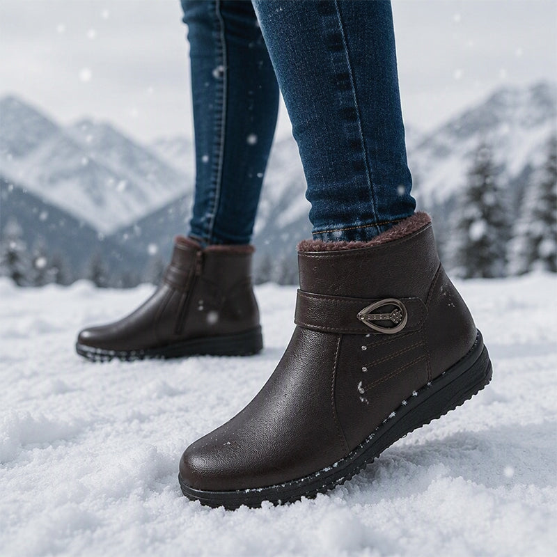 🔥👢Bestseller | Plüschfutter, Winterschutz – Damen Winterstiefel aus PU-Leder mit Plüschfutter