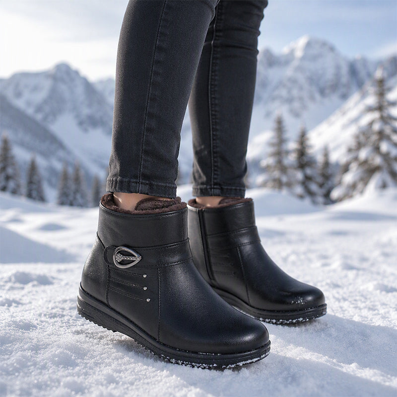 🔥👢Bestseller | Plüschfutter, Winterschutz – Damen Winterstiefel aus PU-Leder mit Plüschfutter